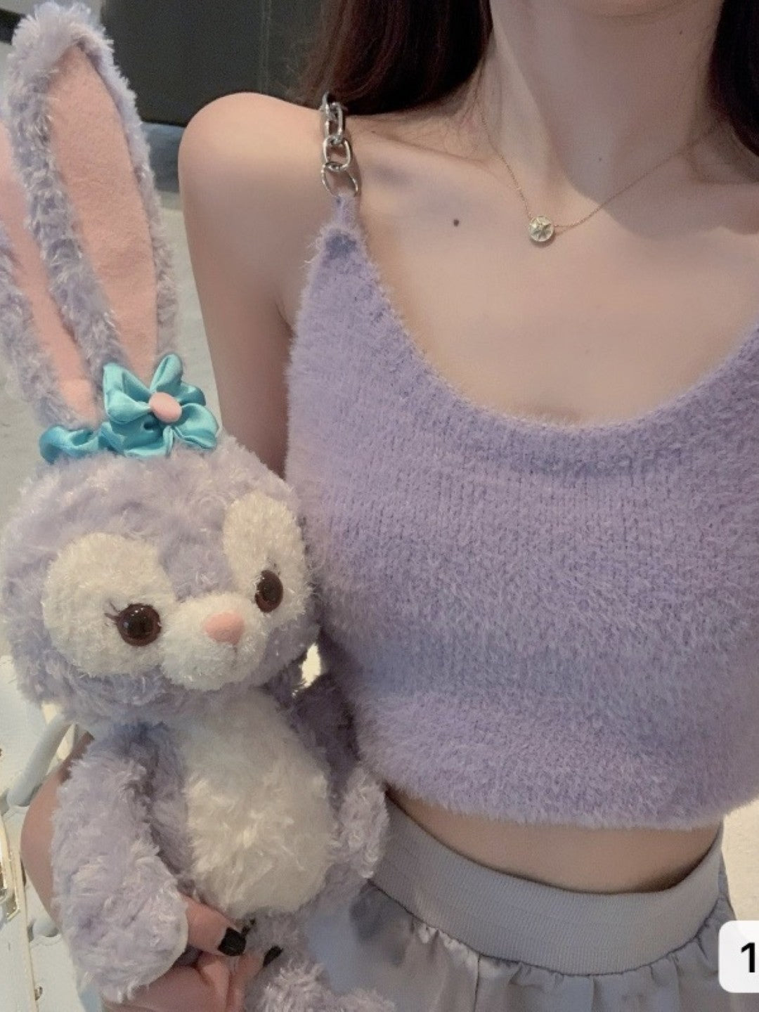 Purple Shoulder Straps Sleeveless Solid Top