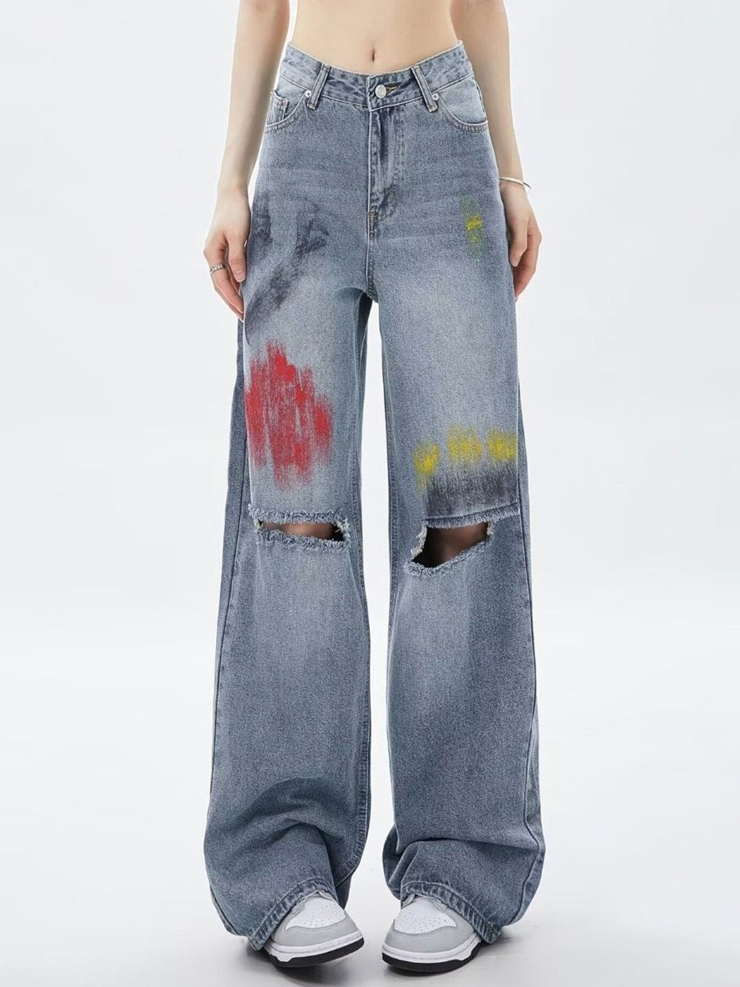 Blue Relaxed Fit Solid Cotton Trouser