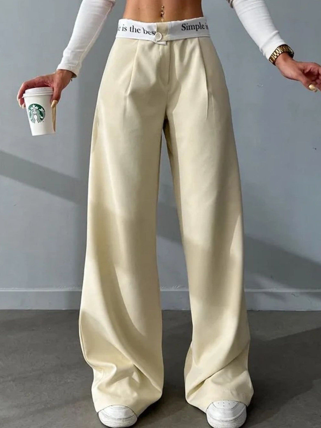 Khaki Printed Regular Fit Polyester Trouser