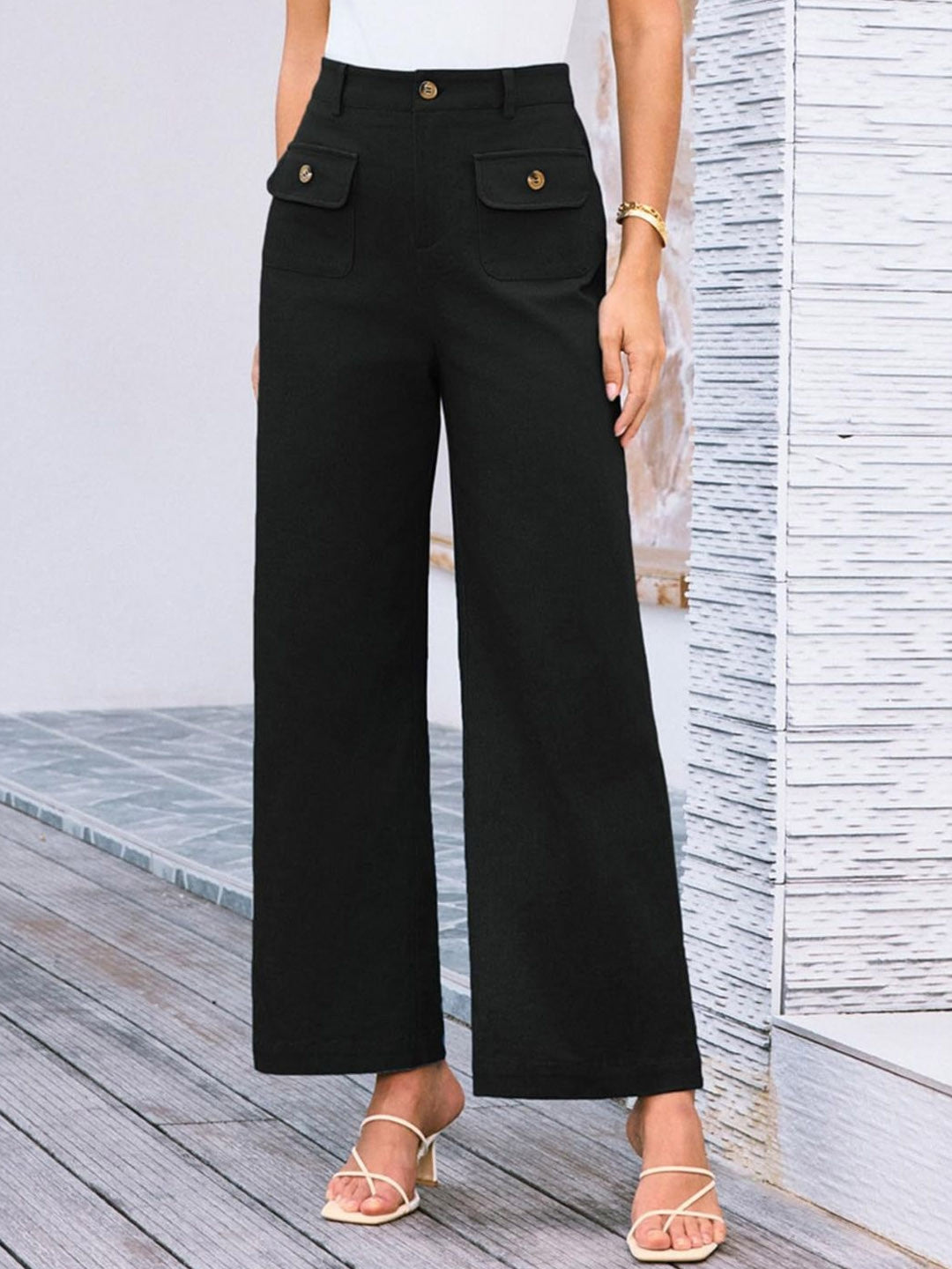 Black Regular Fit Solid Polyester Trouser