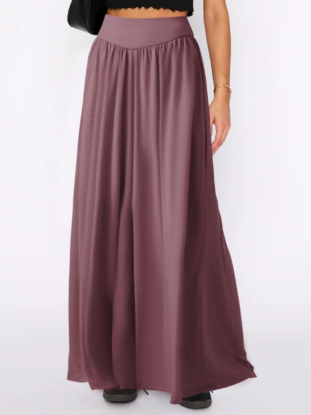 Maroon Loose Fit Solid Polyester Trouser