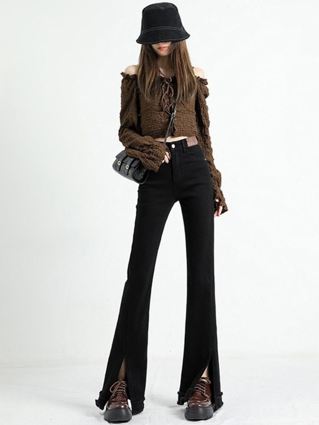 Black Skinny Fit Solid Cotton Trouser