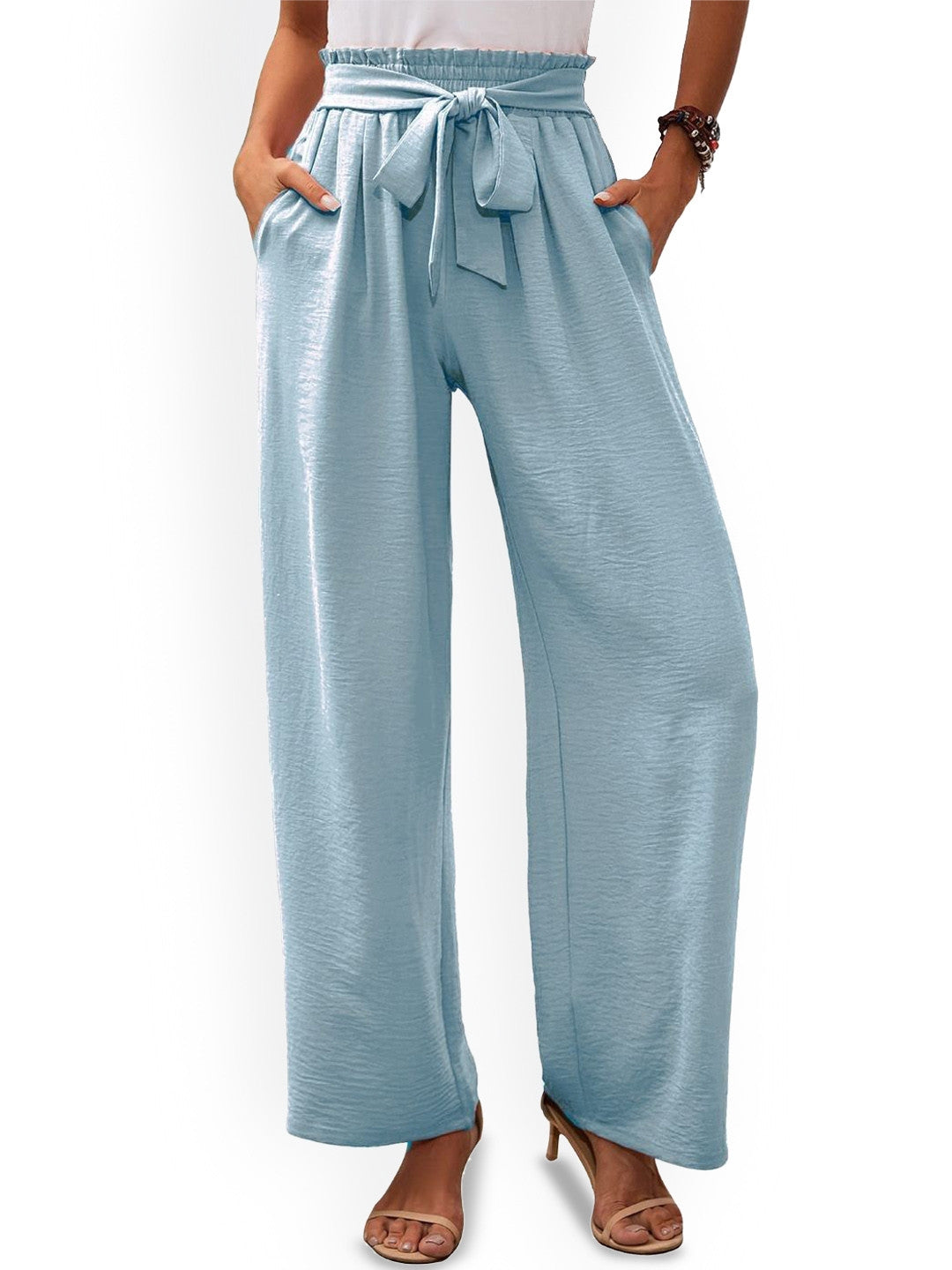 Blue Regular Fit Solid Polyester Trouser