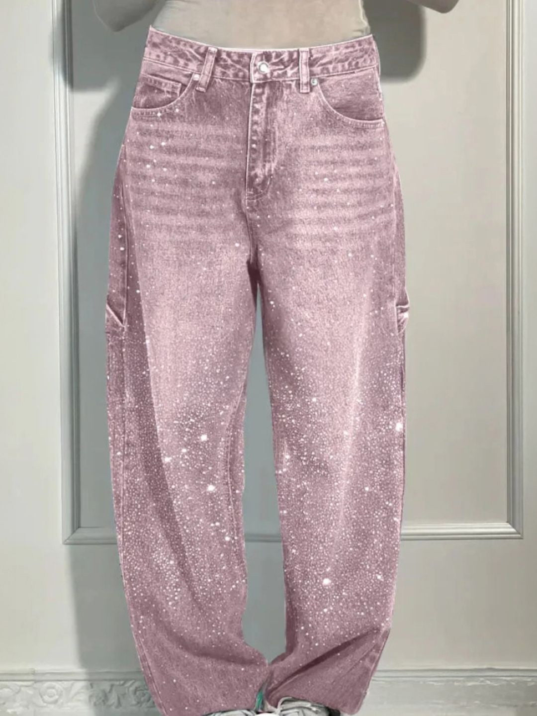 Pink Loose Fit Solid Cotton Trouser