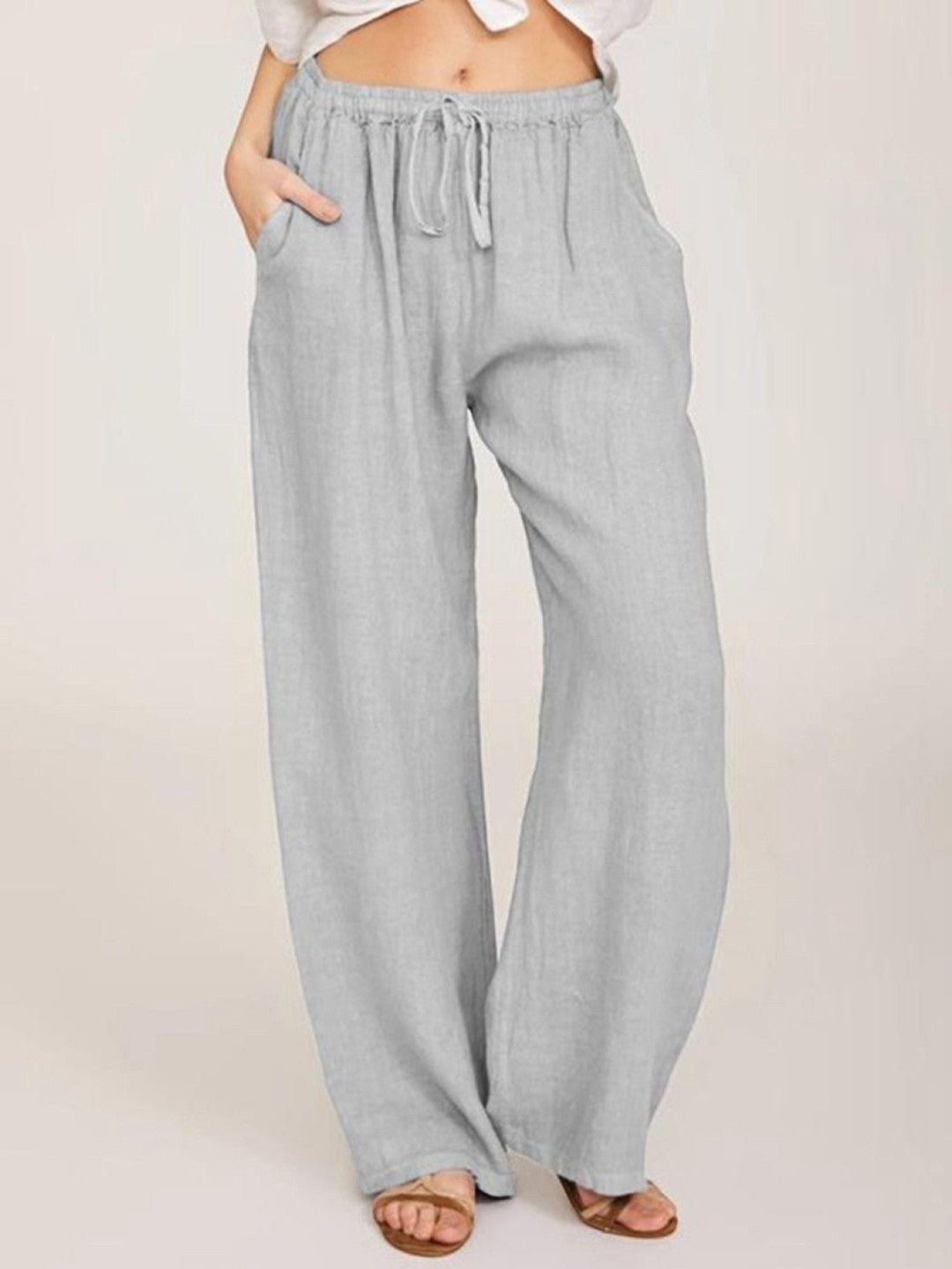 Grey Regular Fit Solid Polyester Trouser