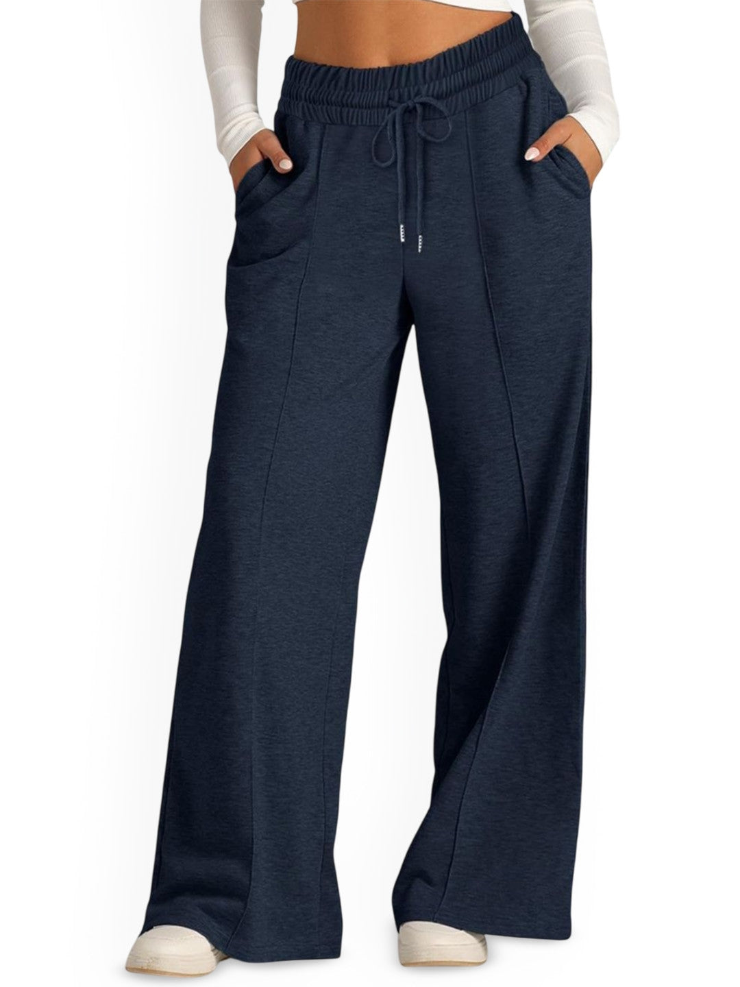 Blue Relaxed Fit Solid Polyester Trouser