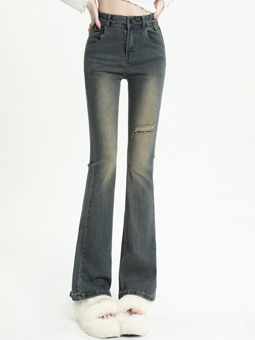 Blue Skinny Fit Solid Cotton Trouser