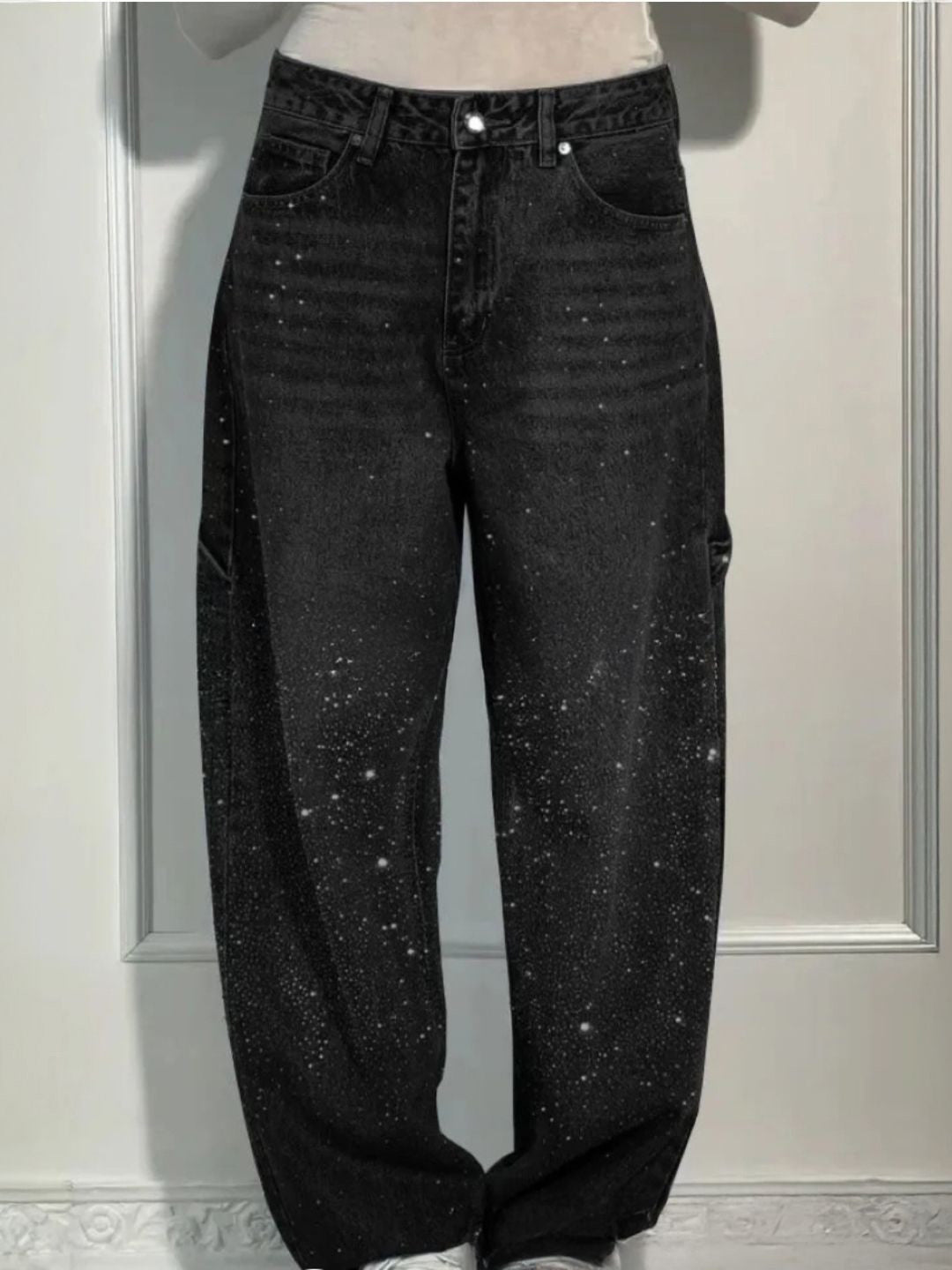 Black Loose Fit Solid Cotton Trouser