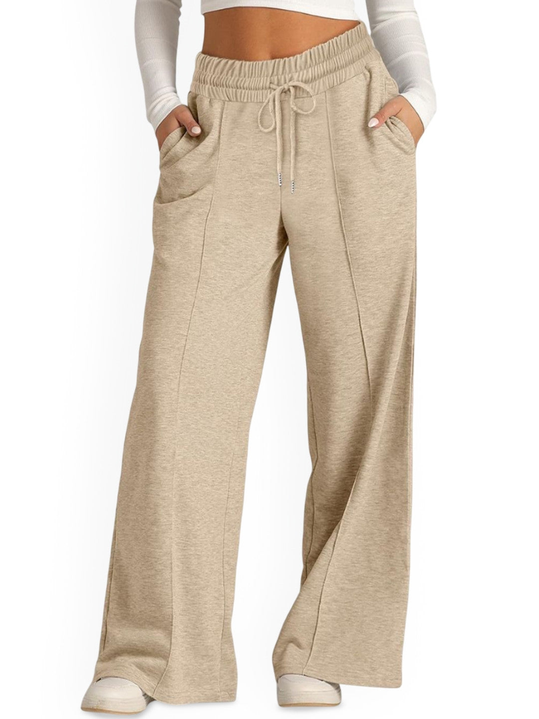 Khaki Relaxed Fit Solid Polyester Trouser