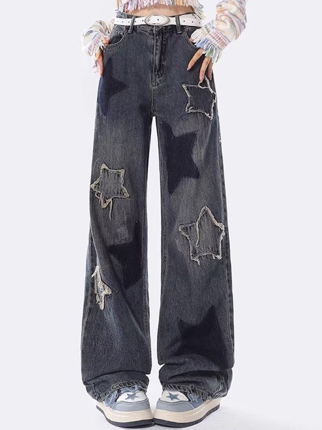 Blue Relaxed Fit Printed Cotton Trouser