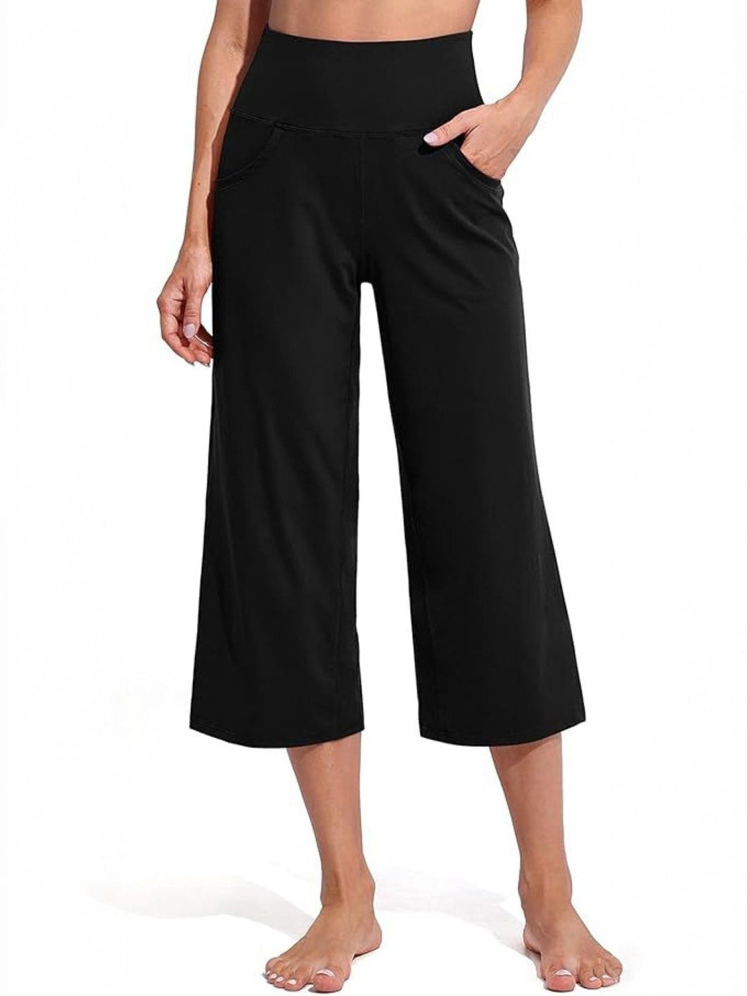 Black Loose Fit Solid Polyester Trouser