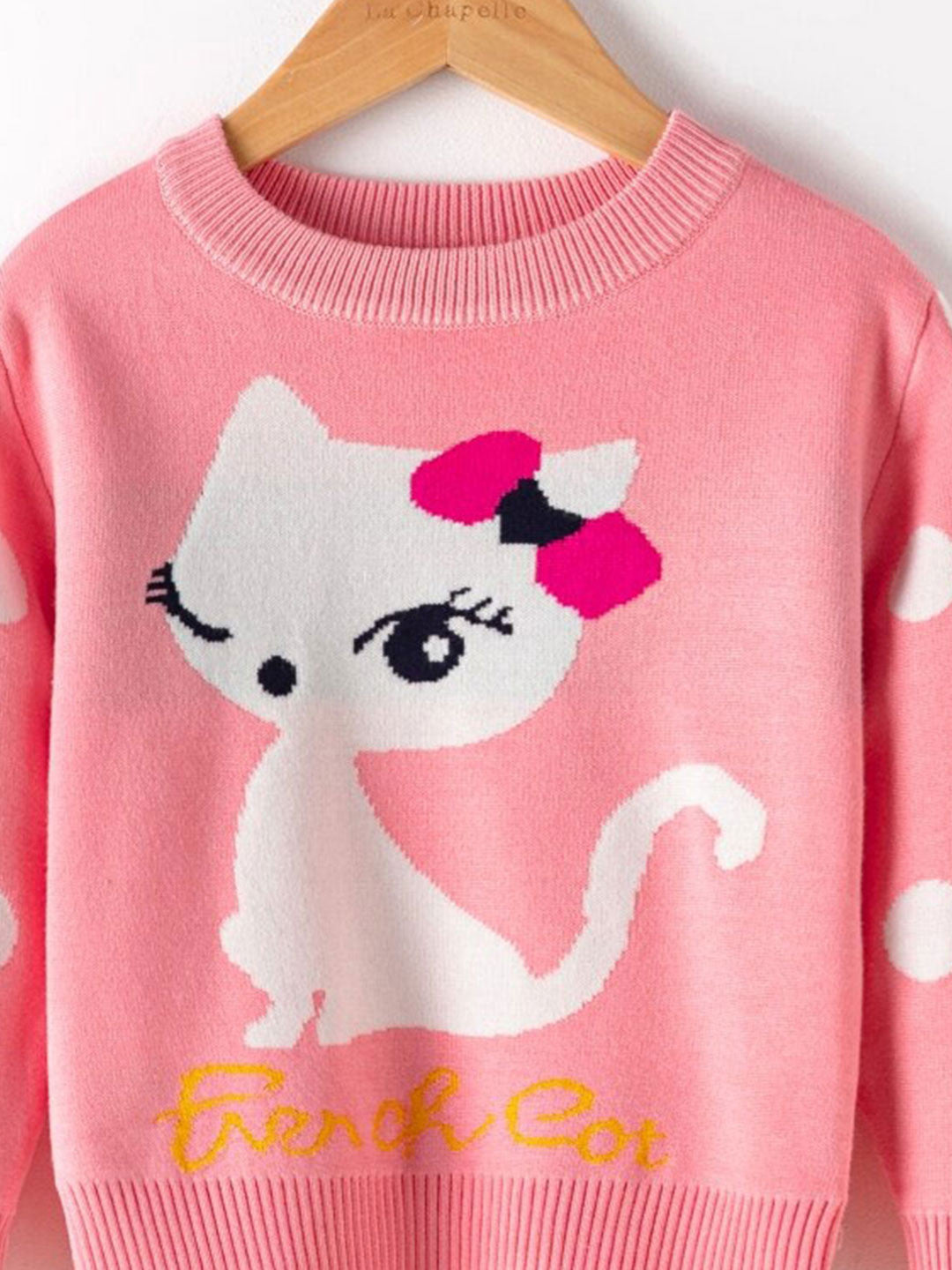 Pink Round Neck Printed Long Sleeves Casual Pullover Viscose Rayon Sweater