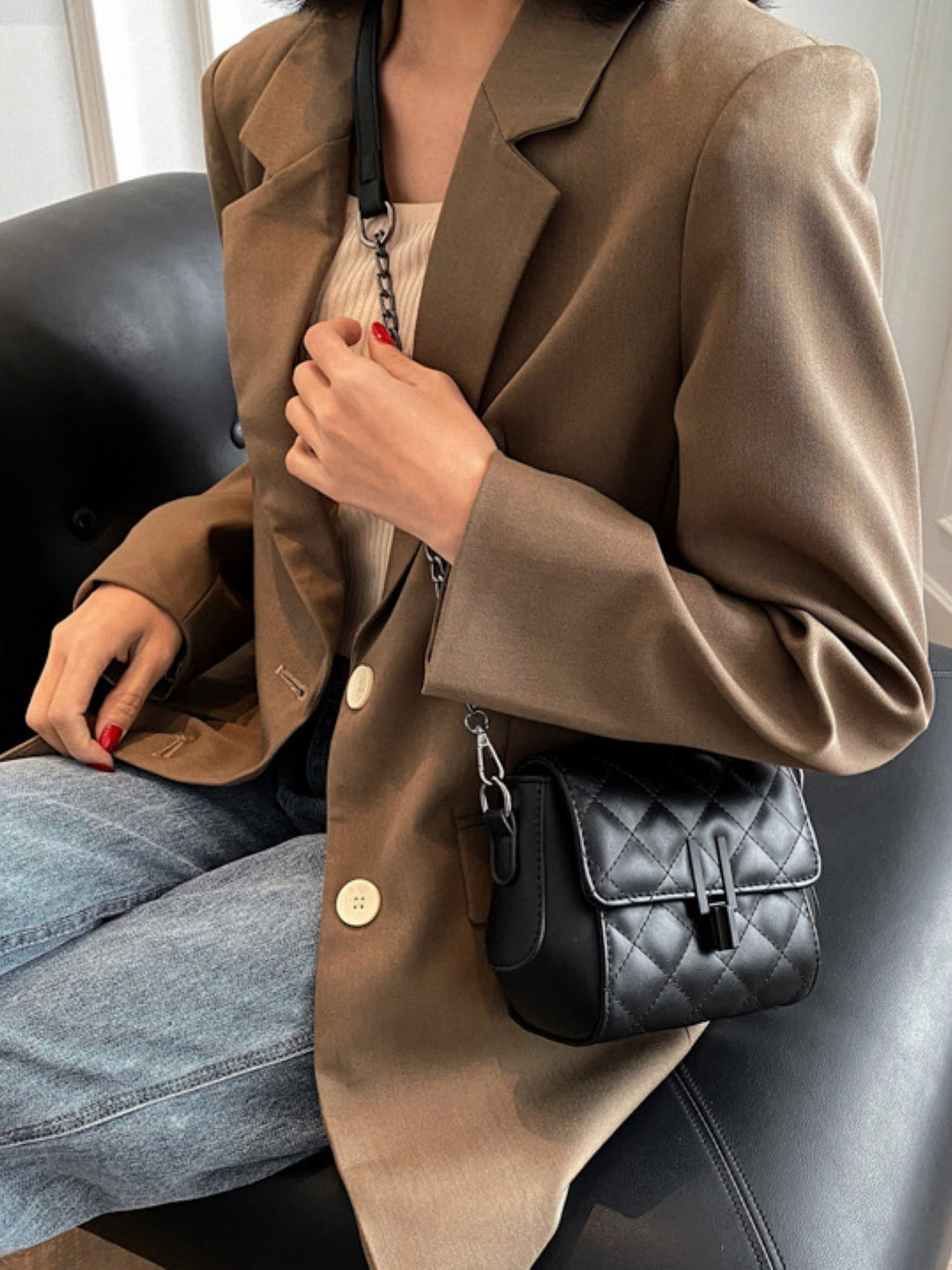 PU Structured Sling Bag