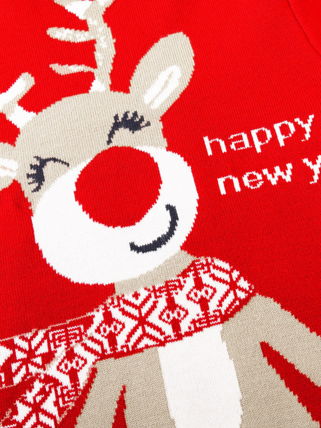 Red Round Neck Printed Long Sleeves Casual Pullover Viscose Rayon Sweater