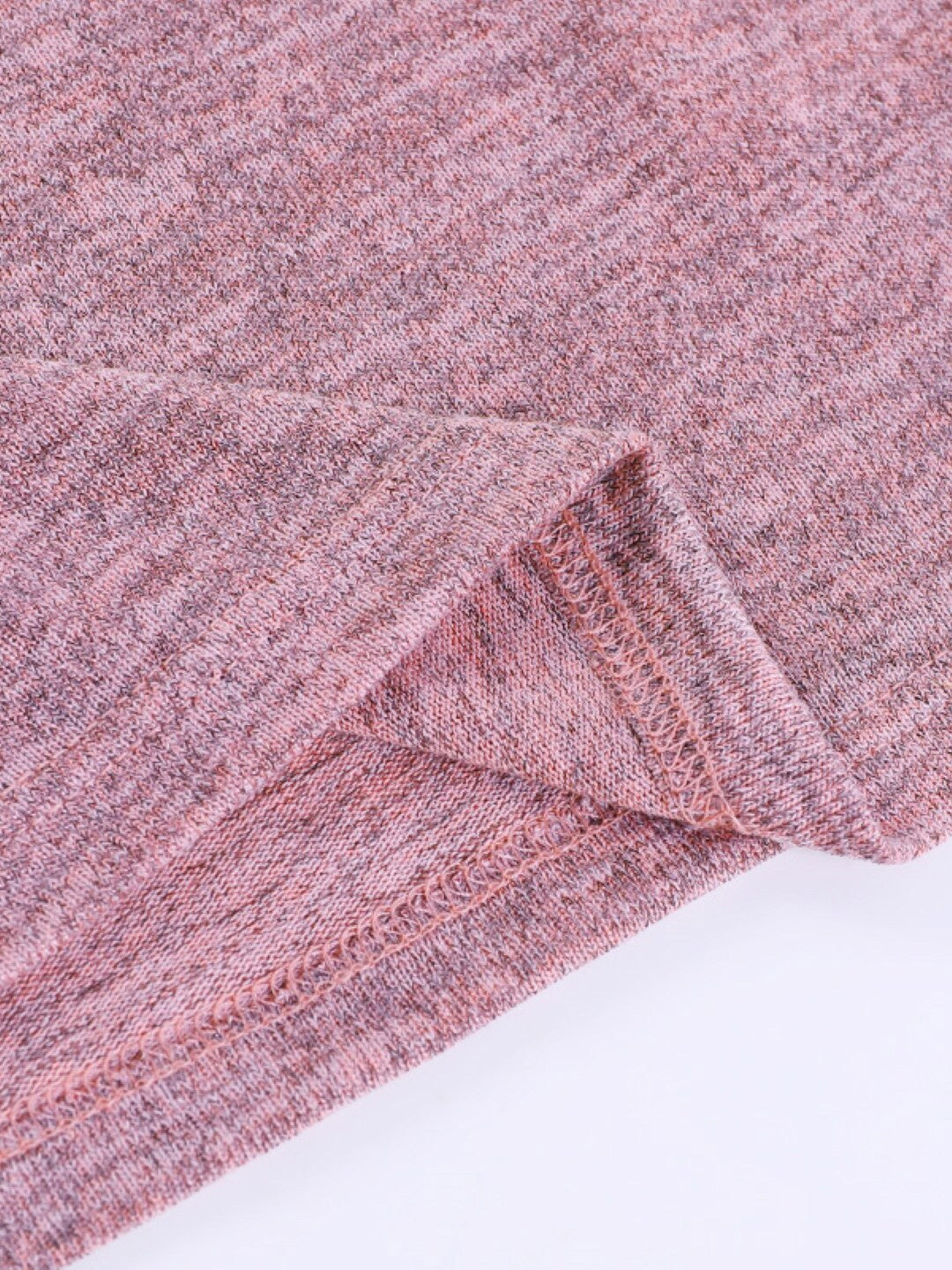 Pink Round Neck Solid Long Sleeves Viscose Crop Top