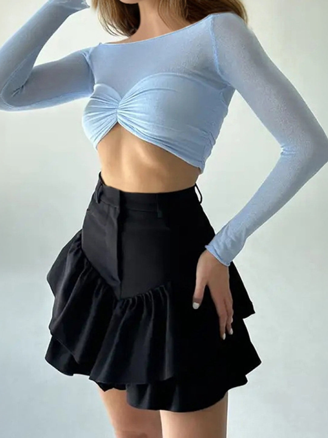 Black Solid Regular Fit Above Knee Cotton Shorts