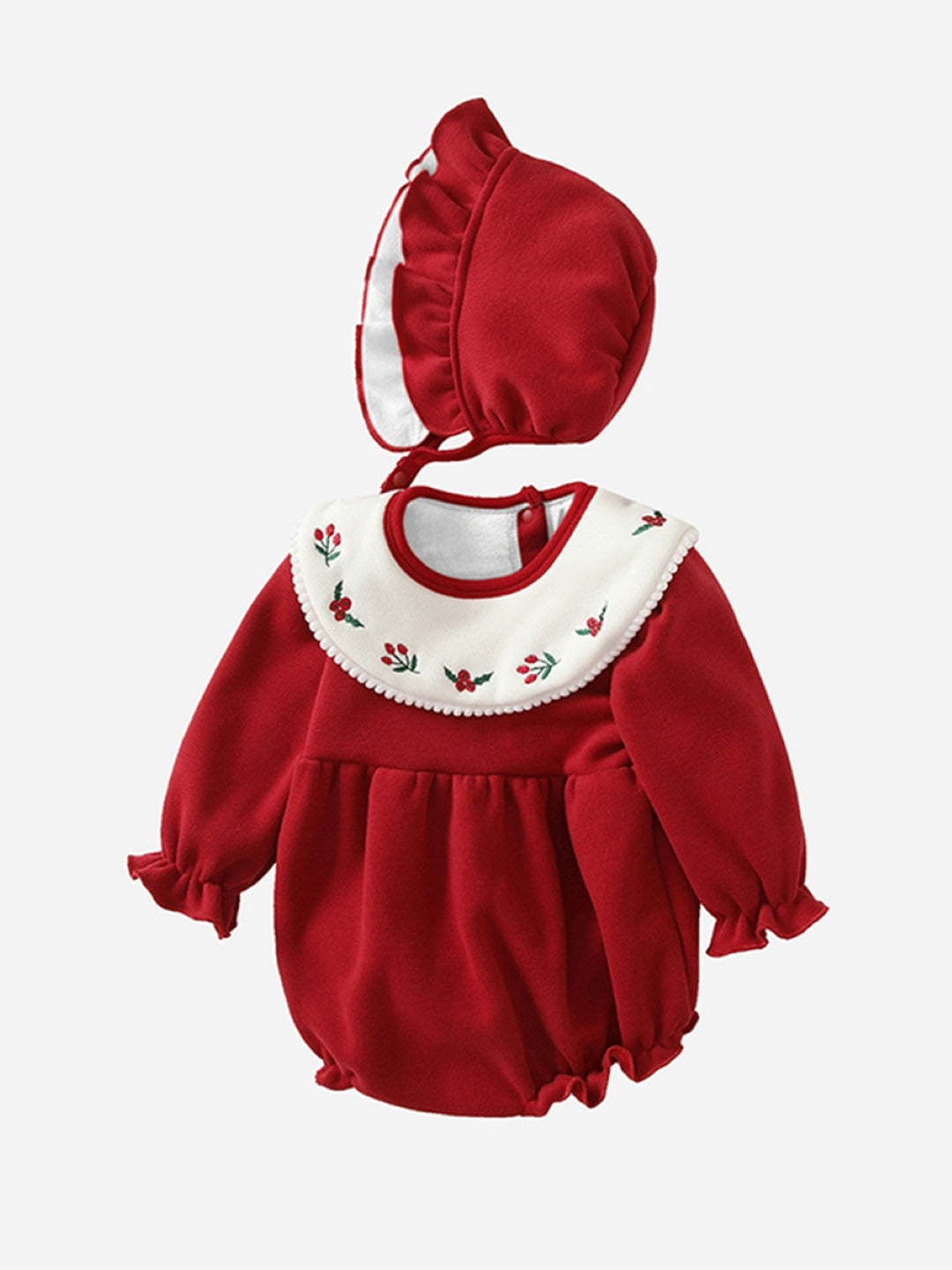 Red Polyester Kids Romper