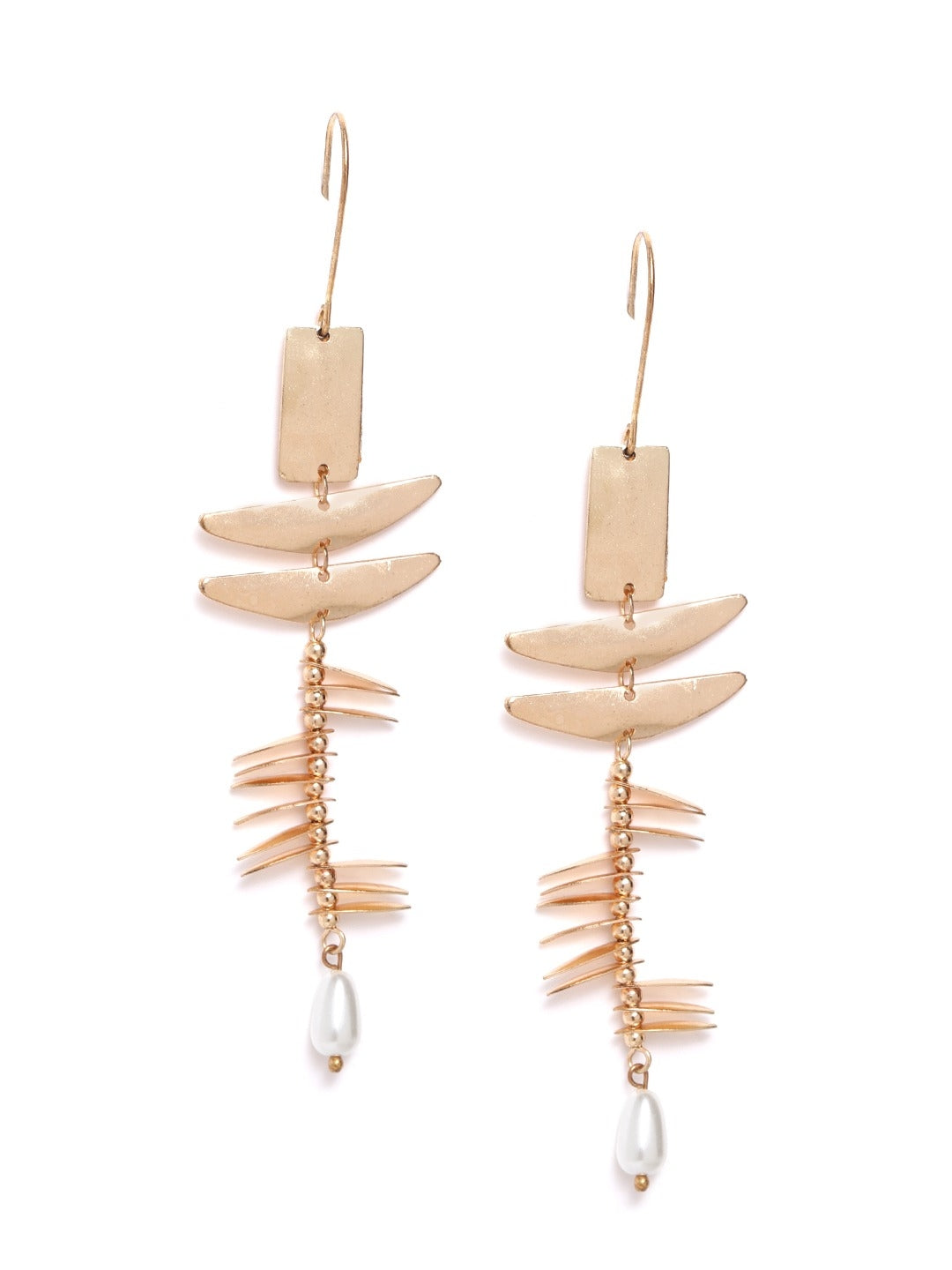 Rose Gold-Plated White Bead Earrings