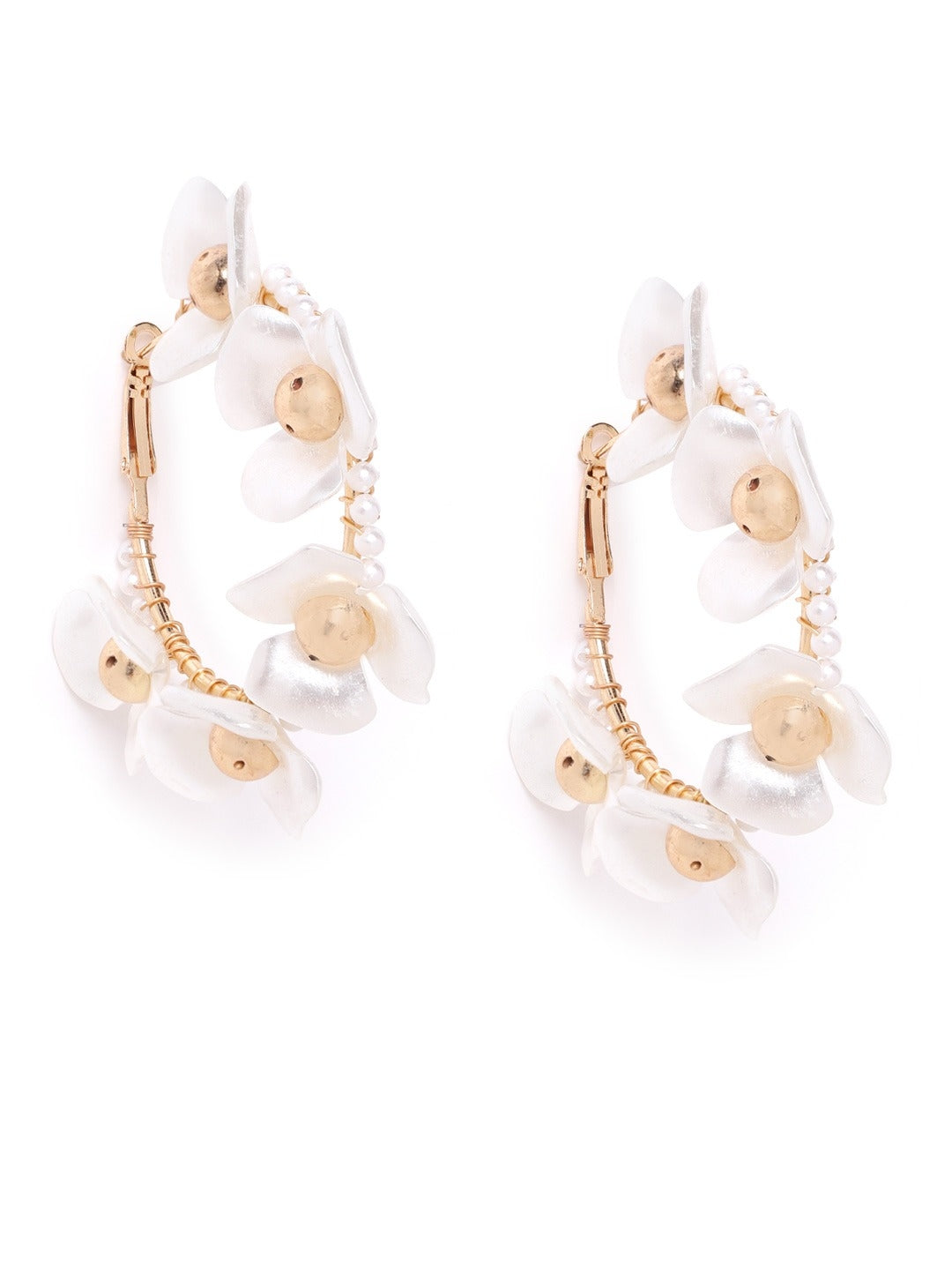 Rose Gold-Plated Contemporary Shell Drop Earrings