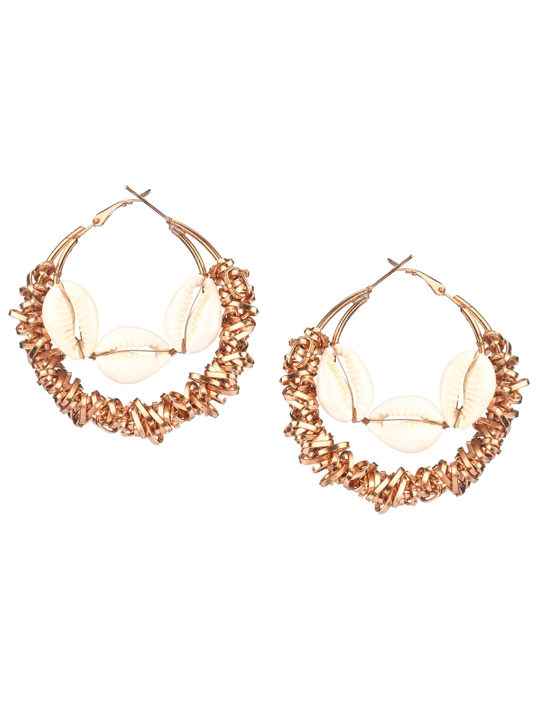 Rose Gold-Plated Contemporary Shell Drop Earrings