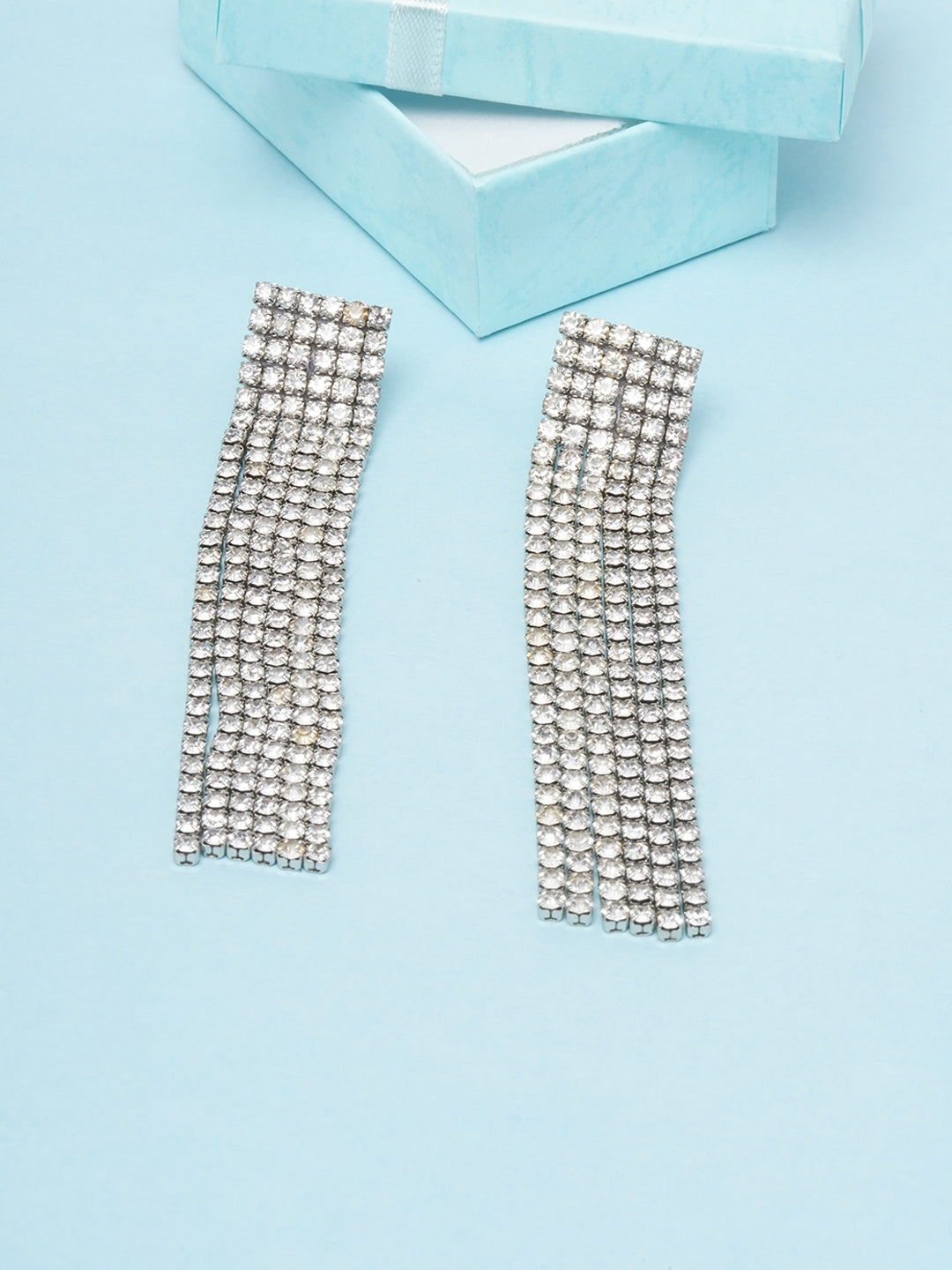 Silver-Plated CZ Studded Tassels