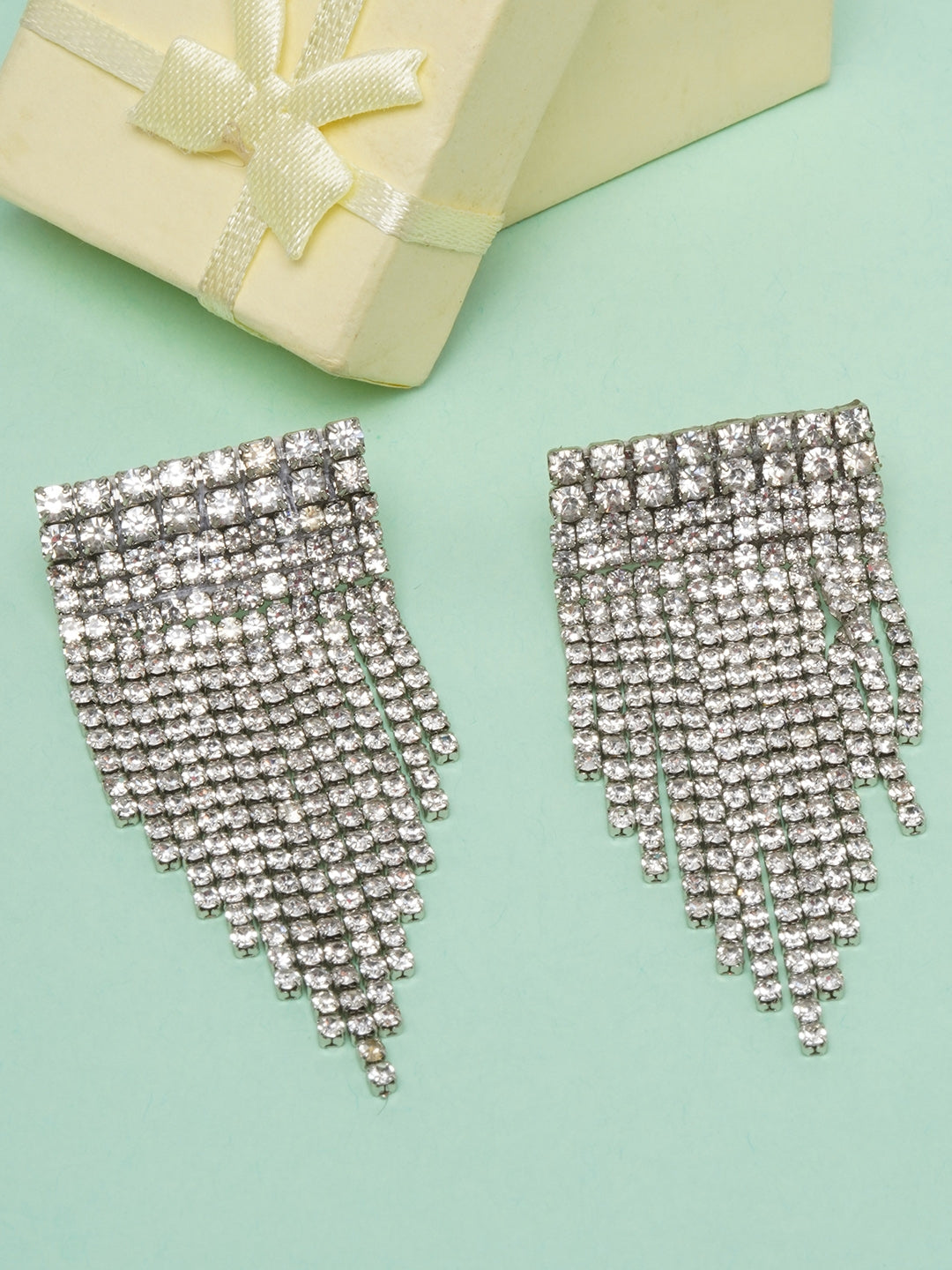 Silver-Plated CZ Studded Tassels