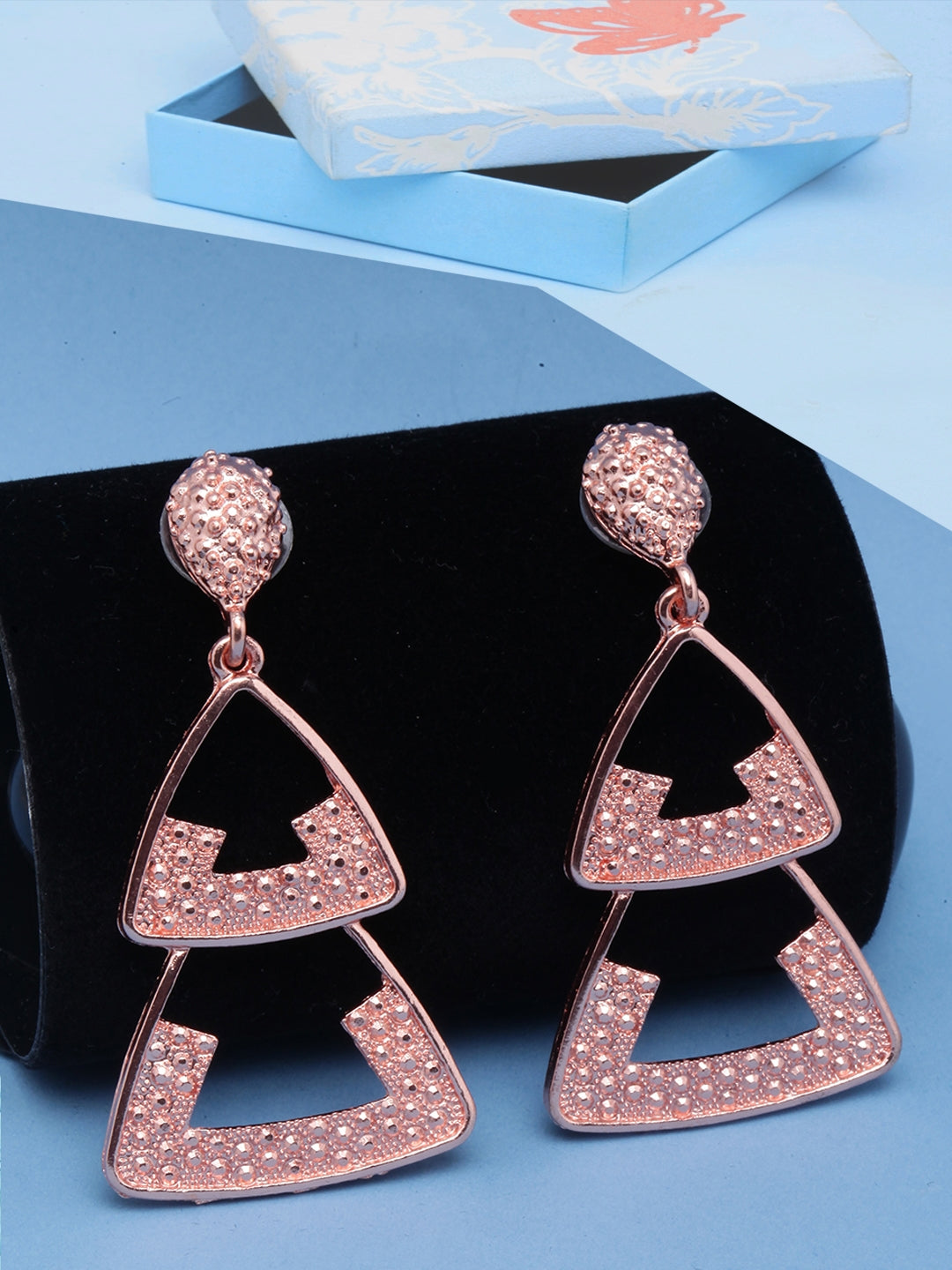 Rose Gold-Plated Triangular Drop Earrings