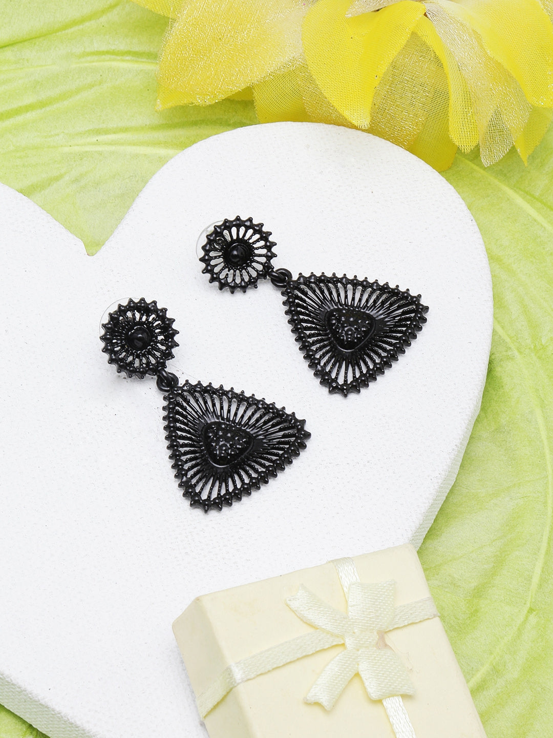 Black-Plated Drop Earrings