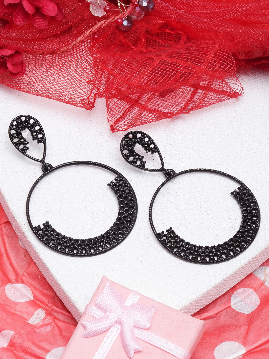 Black-Plated Drop Earrings