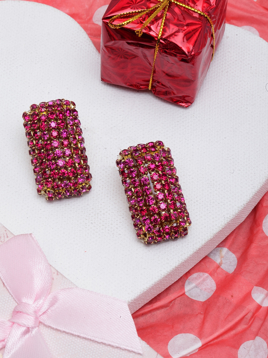 Gold-Plated Pink Rhinestone Studs
