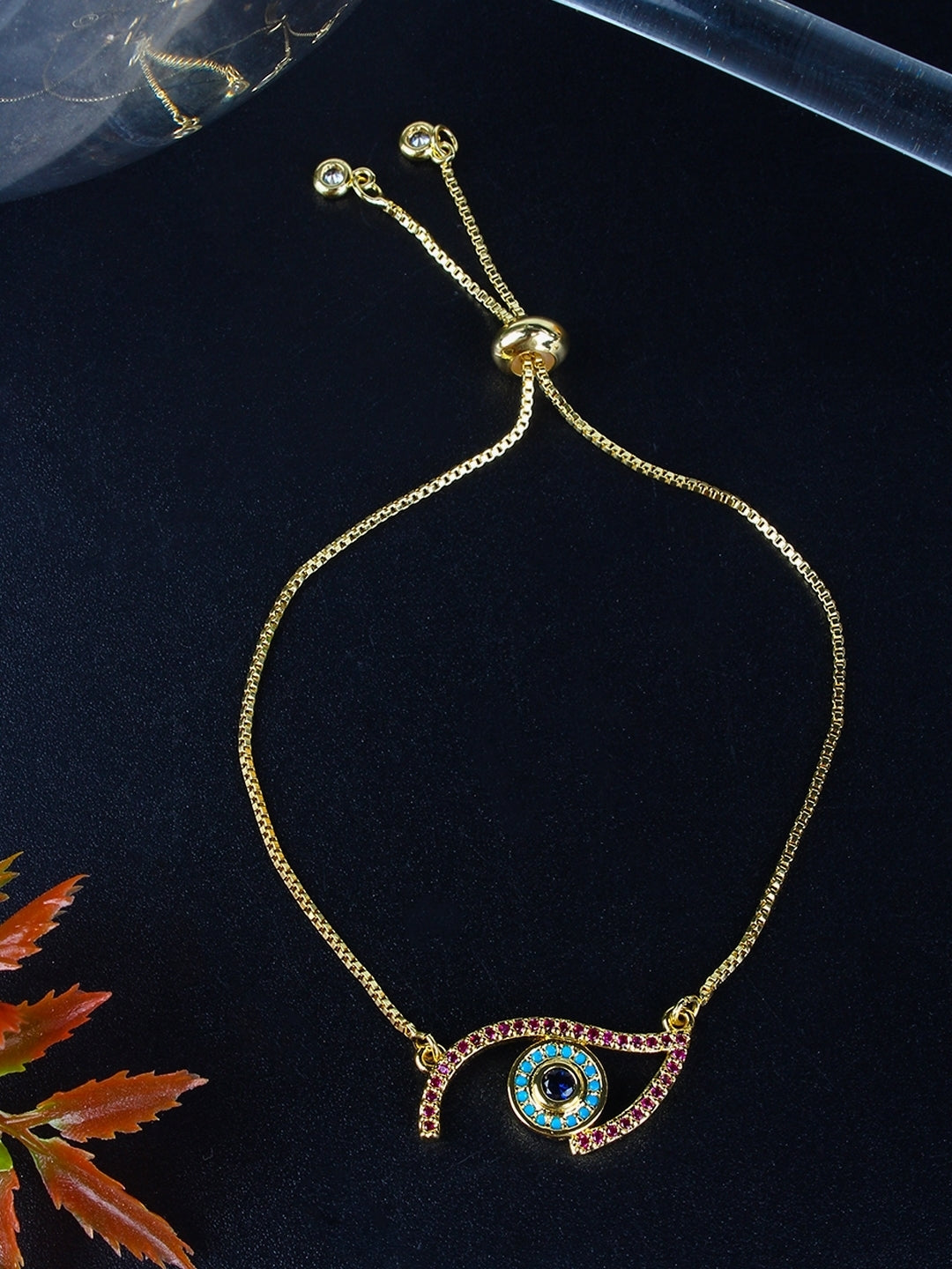 Gold-Plated Black-Toned Women Bracelet