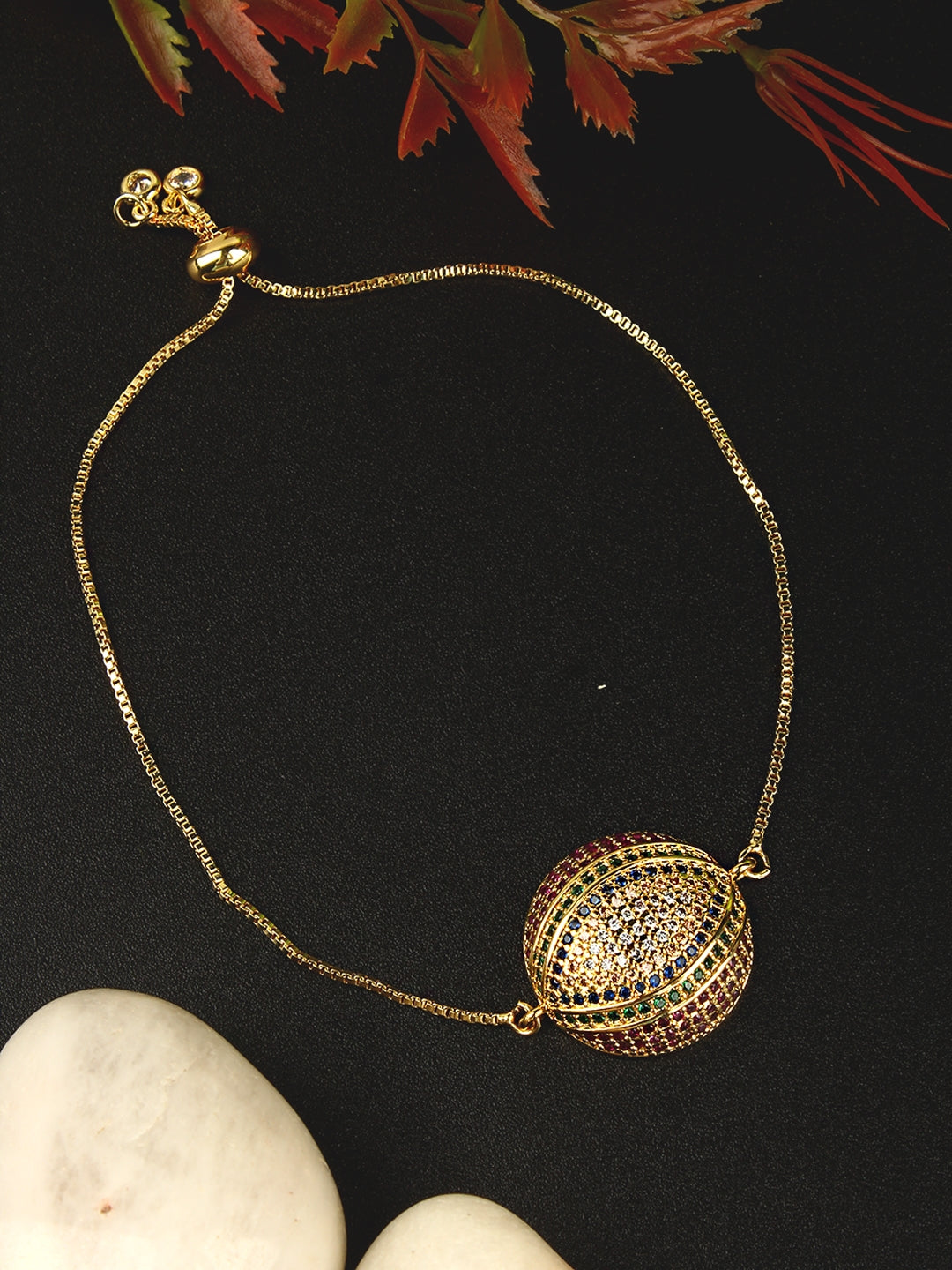 Gold-Plated Multi Colour Toned Women Bracelet