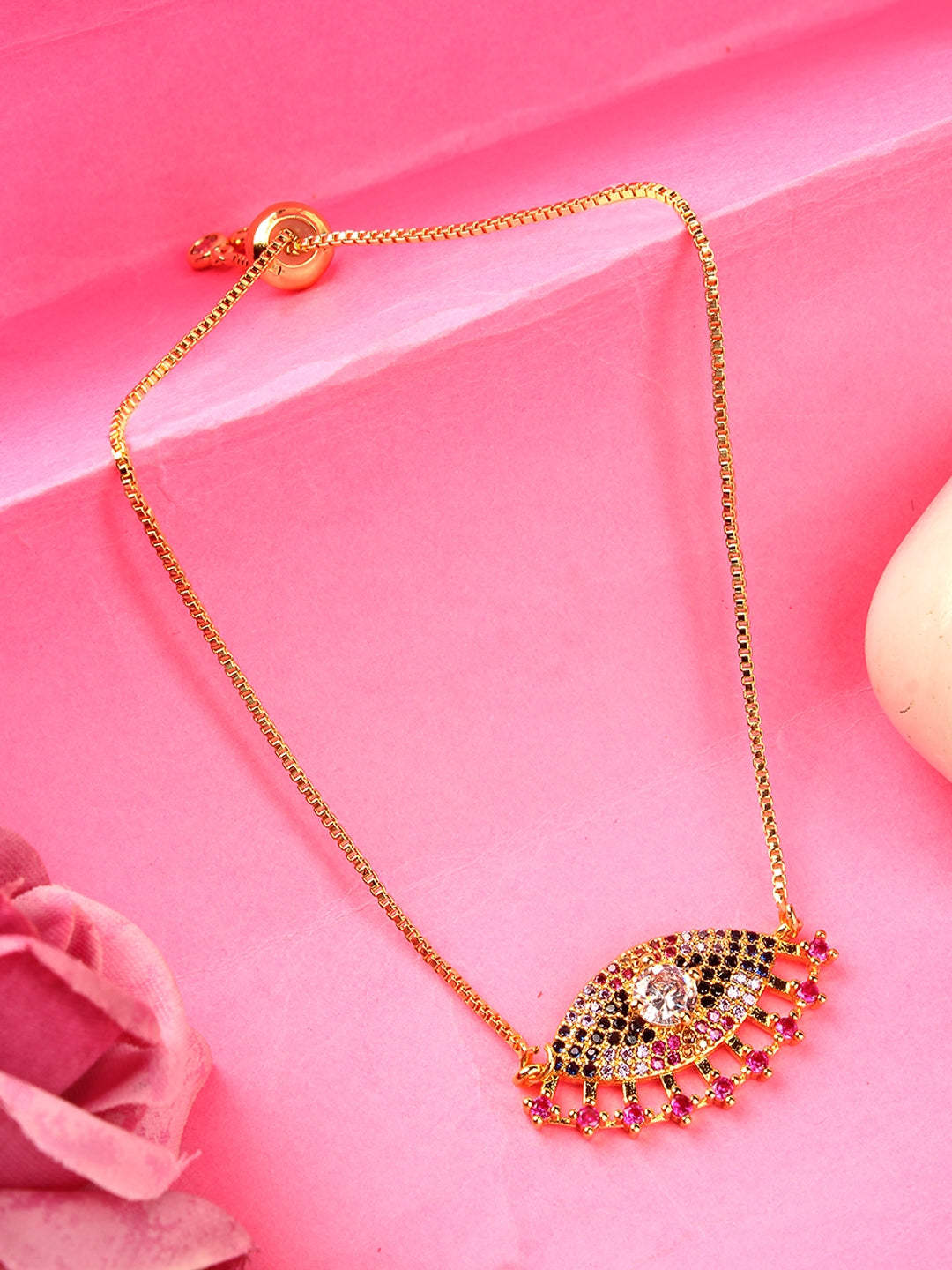 Gold-Plated Multi Colour Toned Women Bracelet