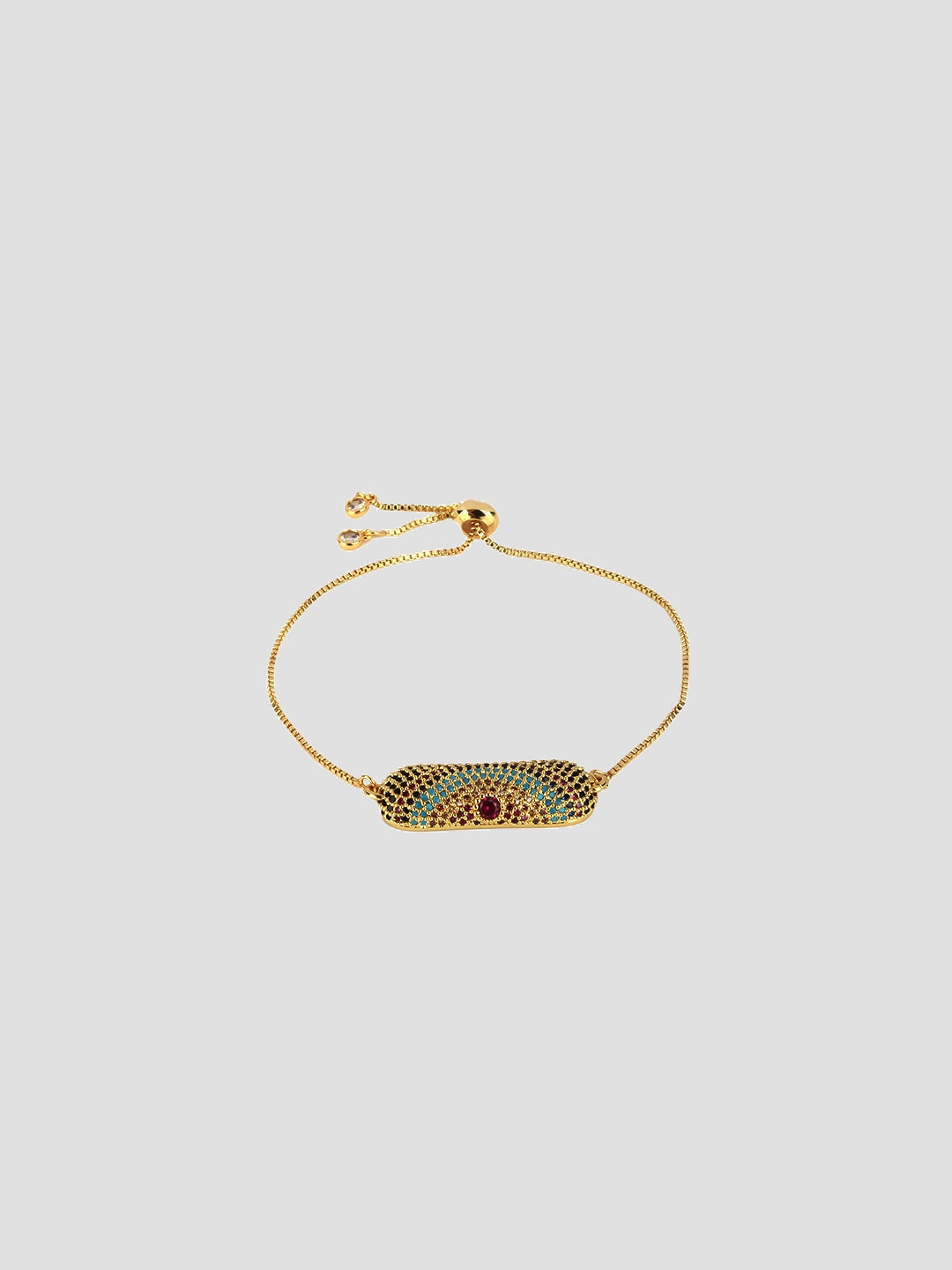 Gold-Plated Blue & Black CZ Studded Bracelet