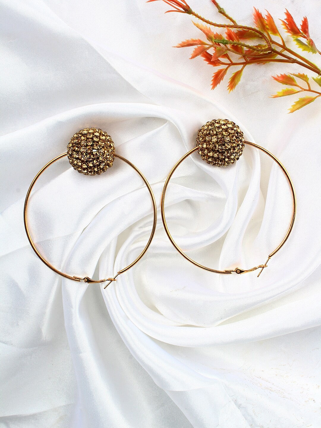 Gold-Plated Gold Rhinestone Drop Earrings