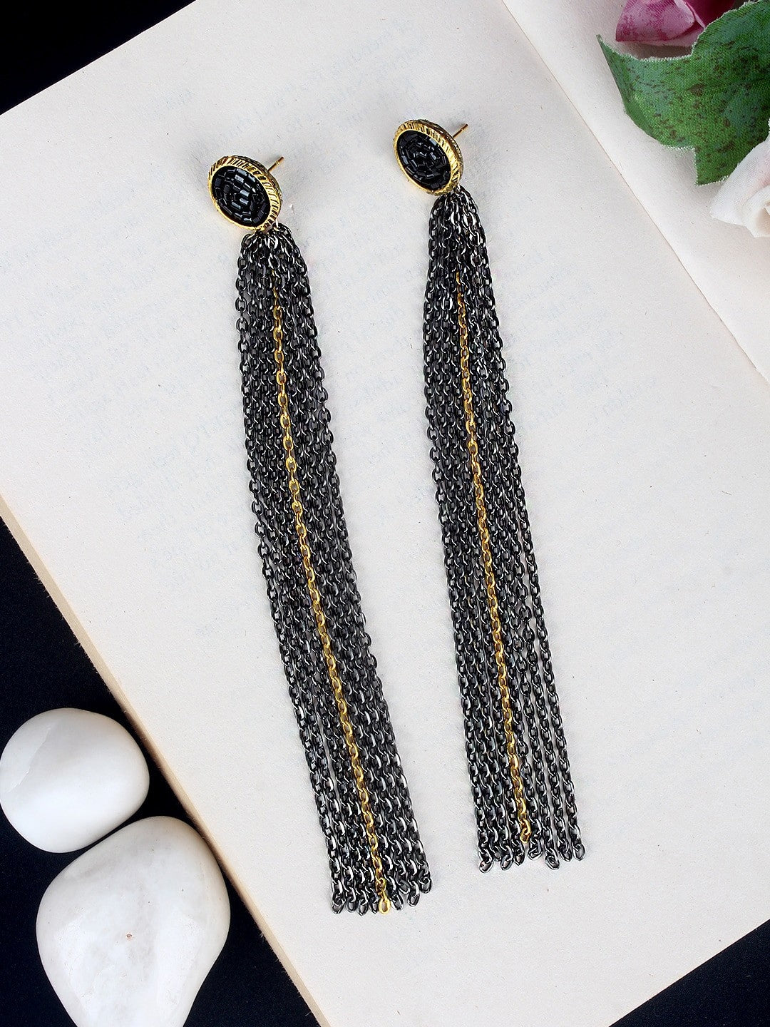 Gold-Plated Multi Acrylic Drop Earrings