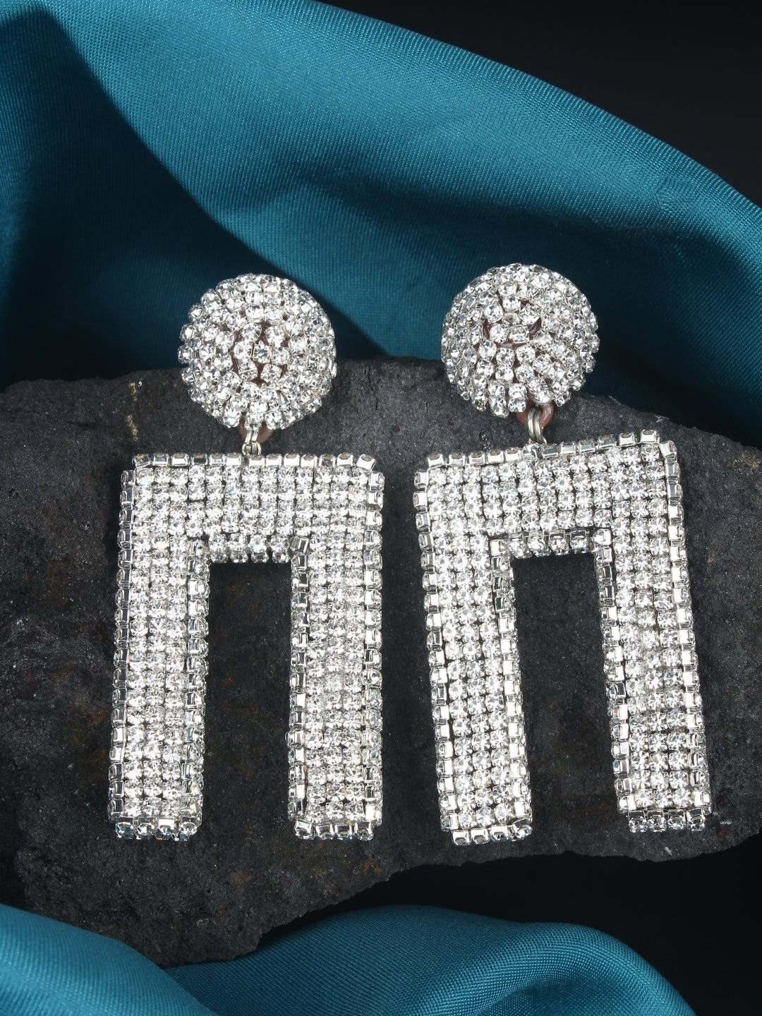 Silver-Plated Brass Contemporary Handcrafted Drop Earrings