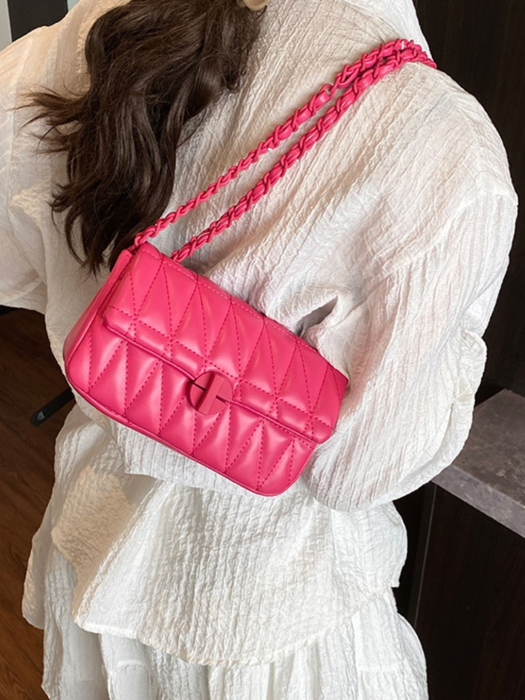 Pink Textured NA Shoulder Bag