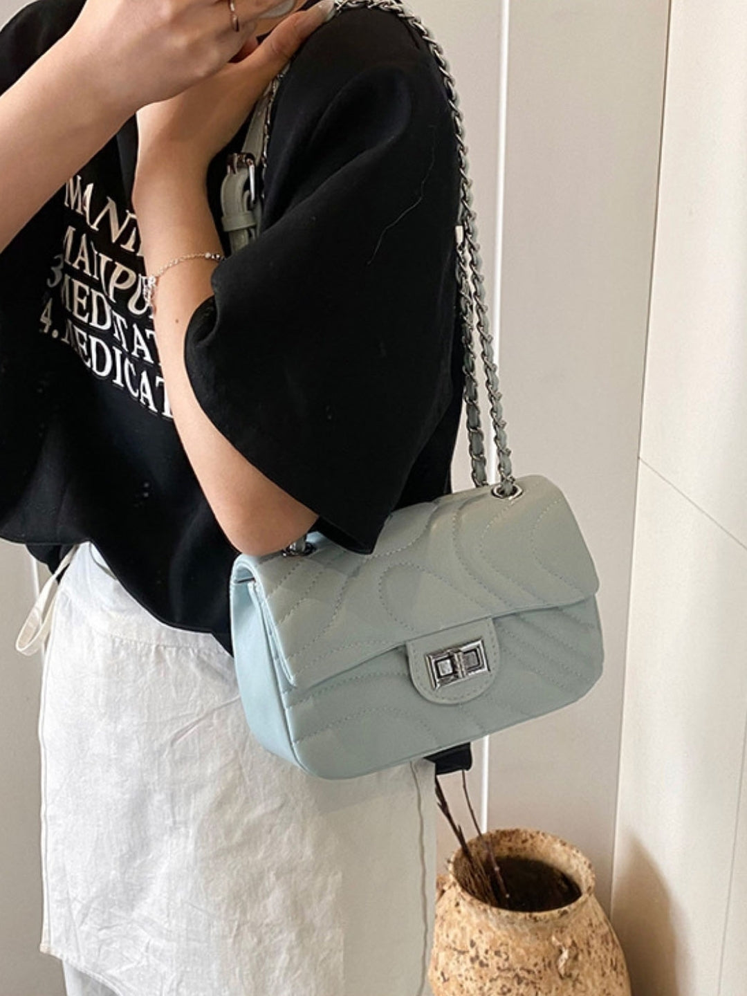 Blue Textured NA Shoulder Bag