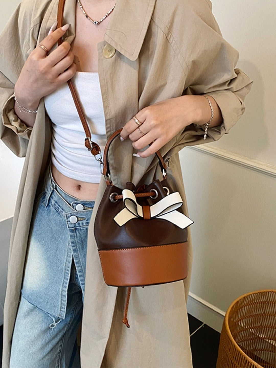 Brown Colourblocked NA Shoulder Bag