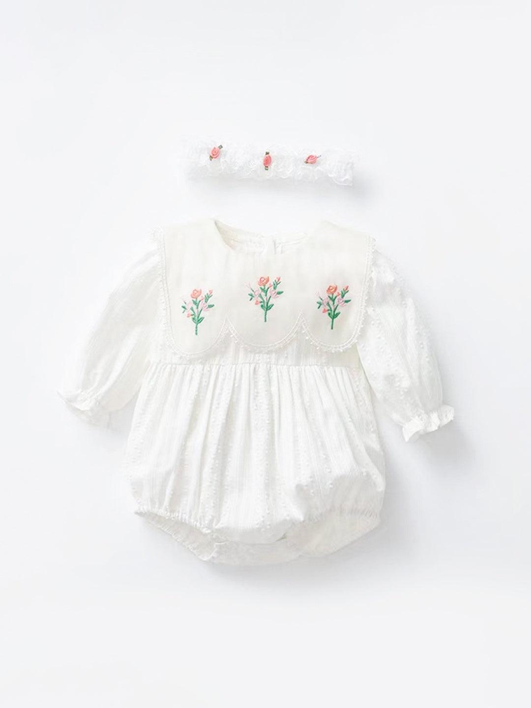 White Cotton Regular Romper