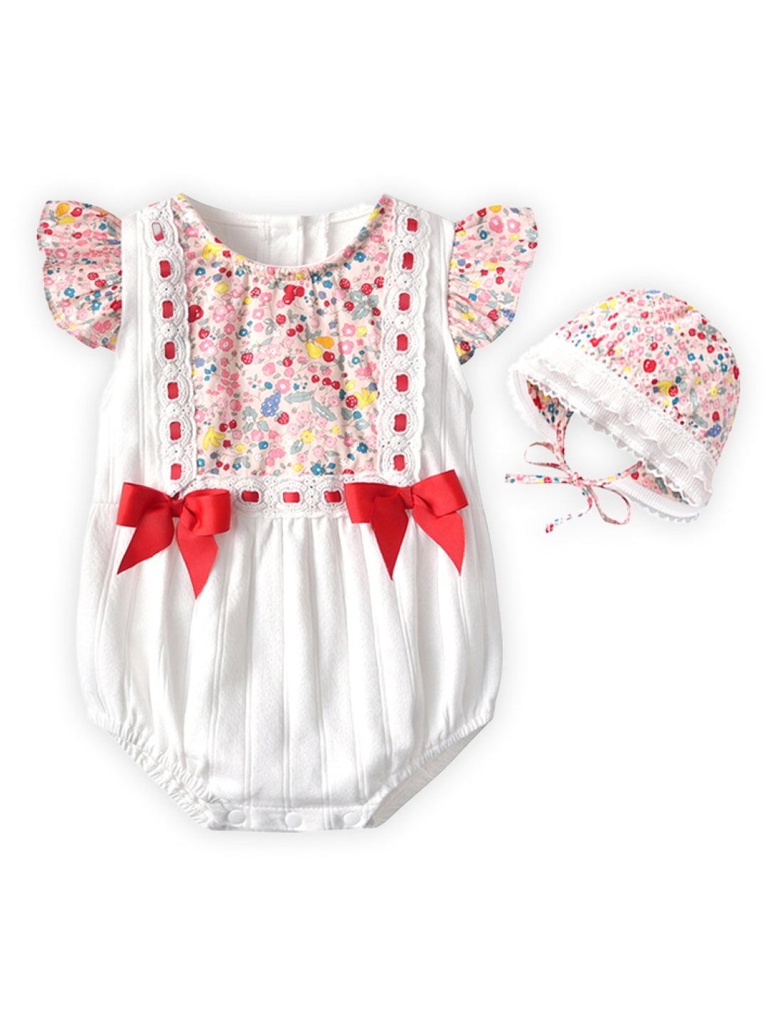 Red Cotton Regular Romper