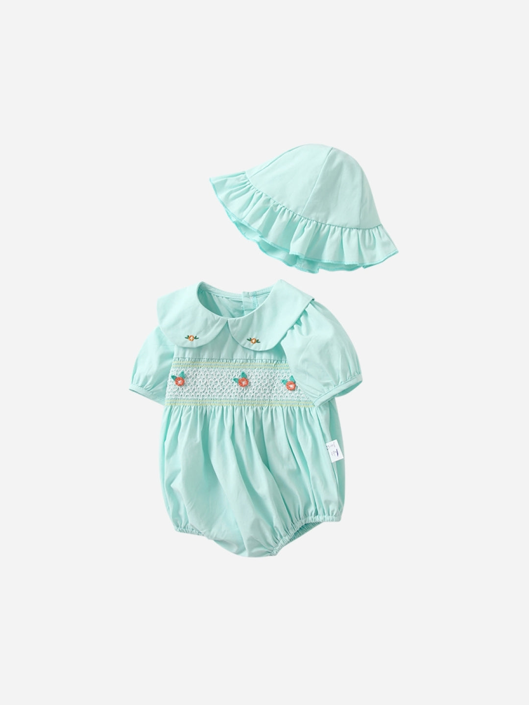 Green Cotton Regular Romper