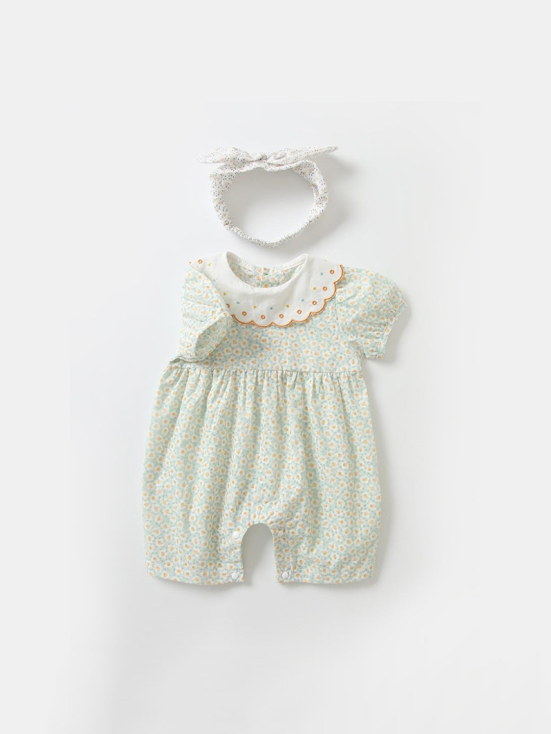 Green Cotton Regular Romper