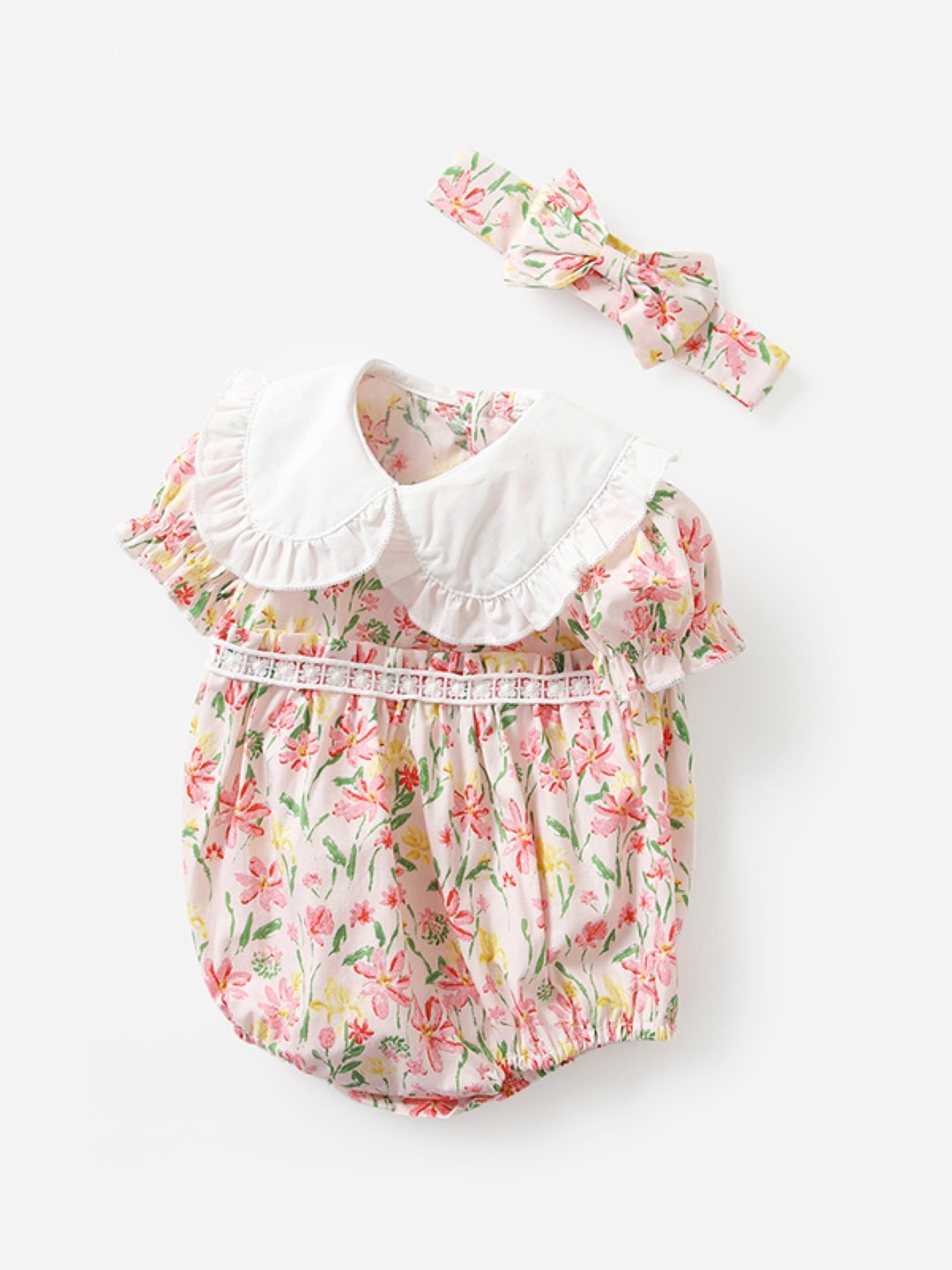White Cotton Regular Romper