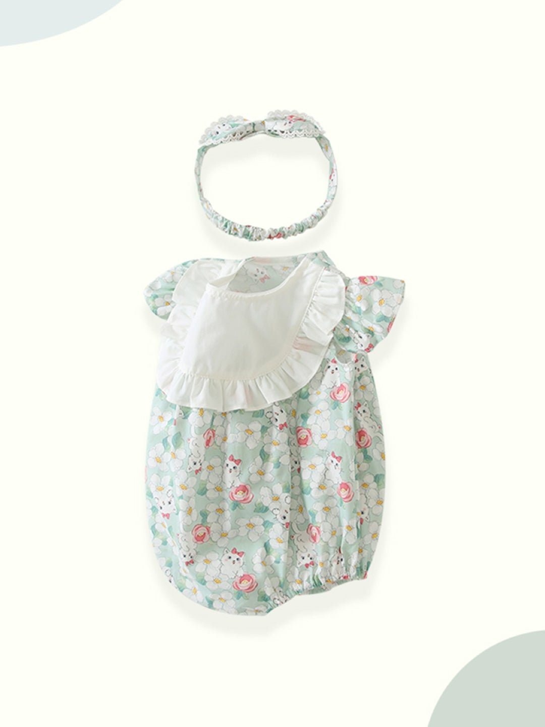 Green Cotton Regular Romper