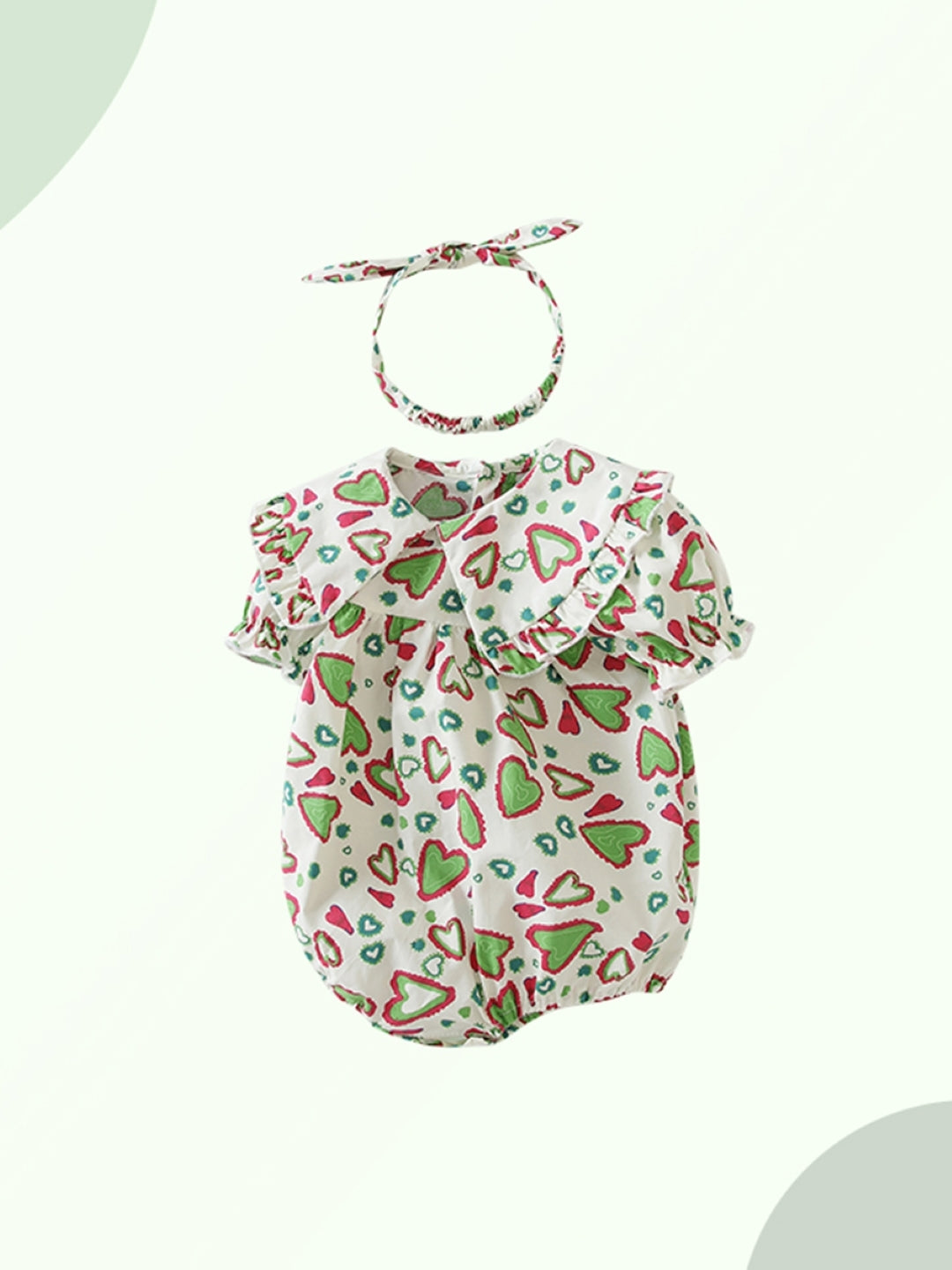 Green Cotton Regular Romper