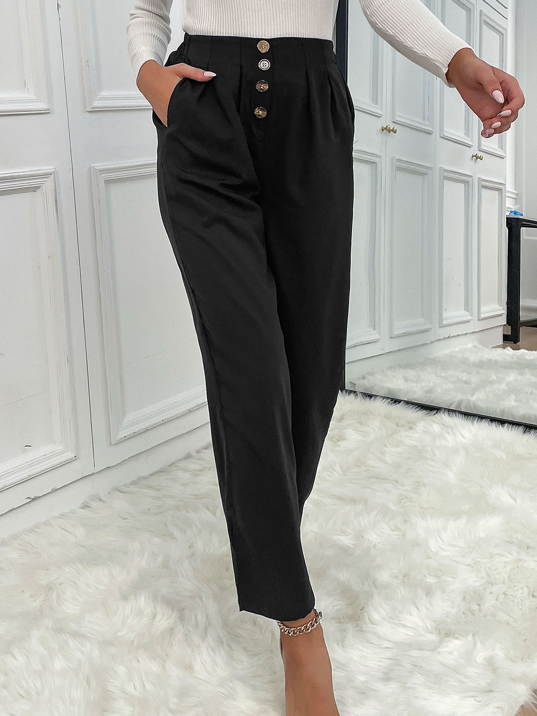 Black Polyester Trouser