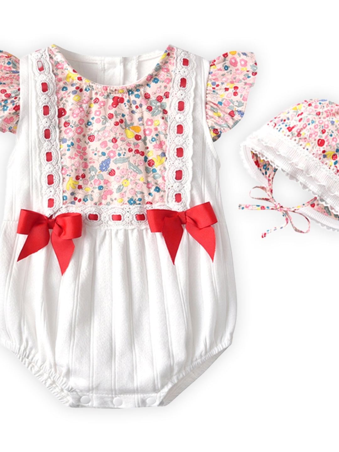 Red Cotton Kids Romper