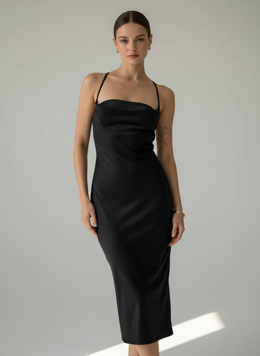Black Bodycon Midi Dress